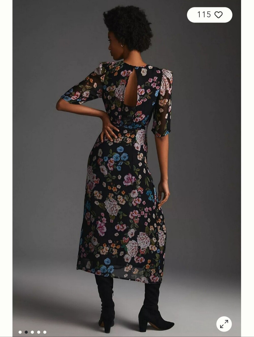 Anthropologie Maeve puff-sleeve Midi dress Romantic Cottagecore Prairie Floral - Picture 2 of 14
